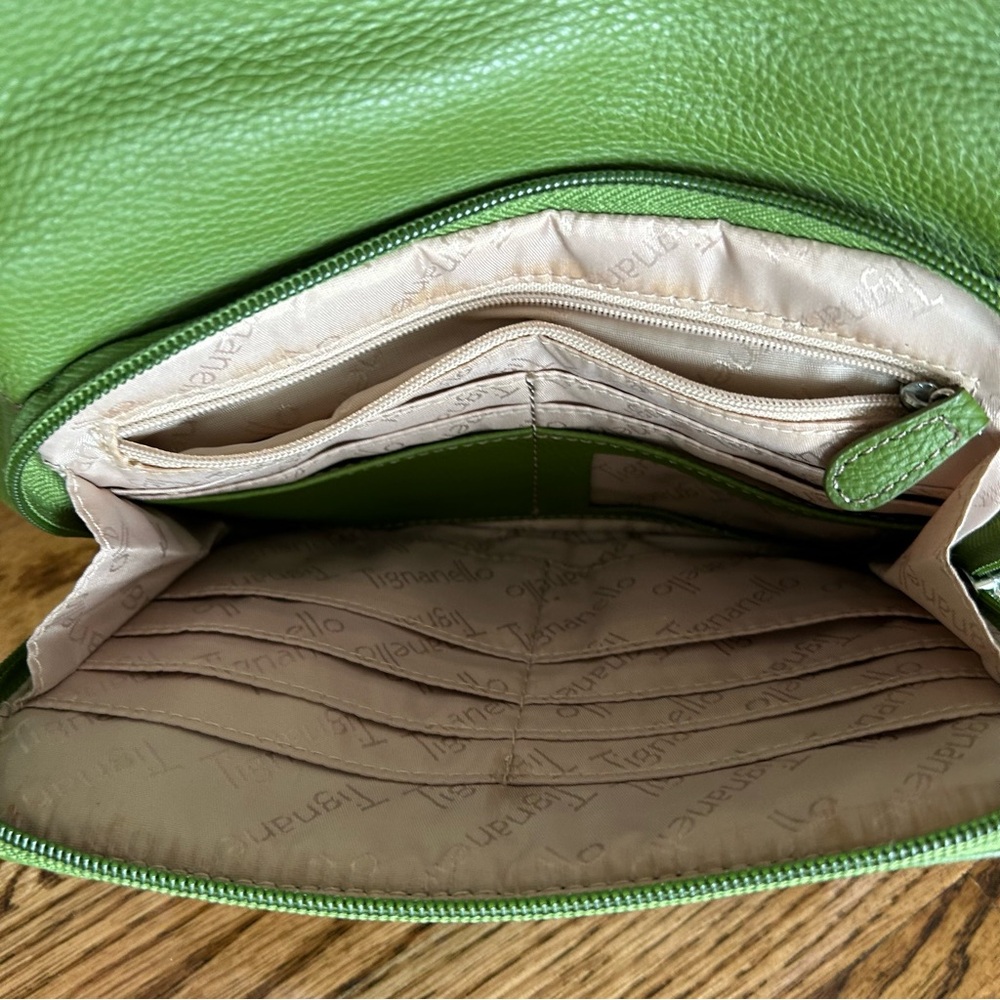 Tignanello green leather shoulder bag satchel purse - Picture 16 of 16